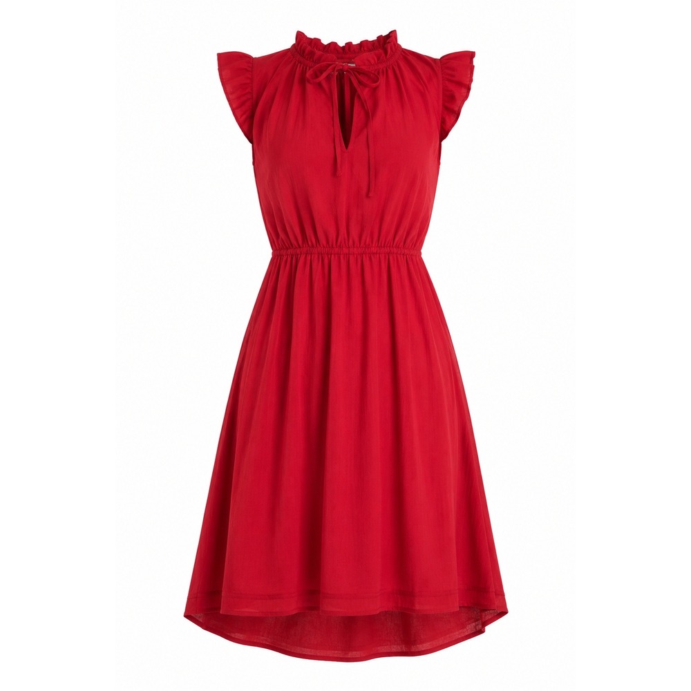 H&M Women's Red Babydoll Mini Dress Flutter Sleeve Boho Swing Resort Vacation